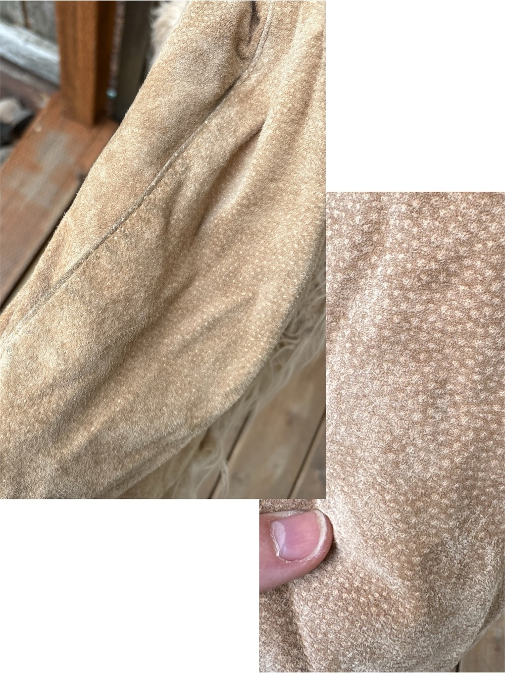 Wilsons Leather Maxima Vintage Y2K Suede Penny Lane Coat Faux Fur Trim Sz L - Picture 15 of 16